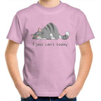 Cat, I Just Can't Today - Kids Youth T-Shirt Pink Kids Youth T-shirt animal Printed In Australia