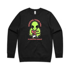 Reading Takes You To Another World, Alien - AS Colour Stencil Crew Sweatshirt Black Sweatshirt Printed In Australia Reading Sci Fi