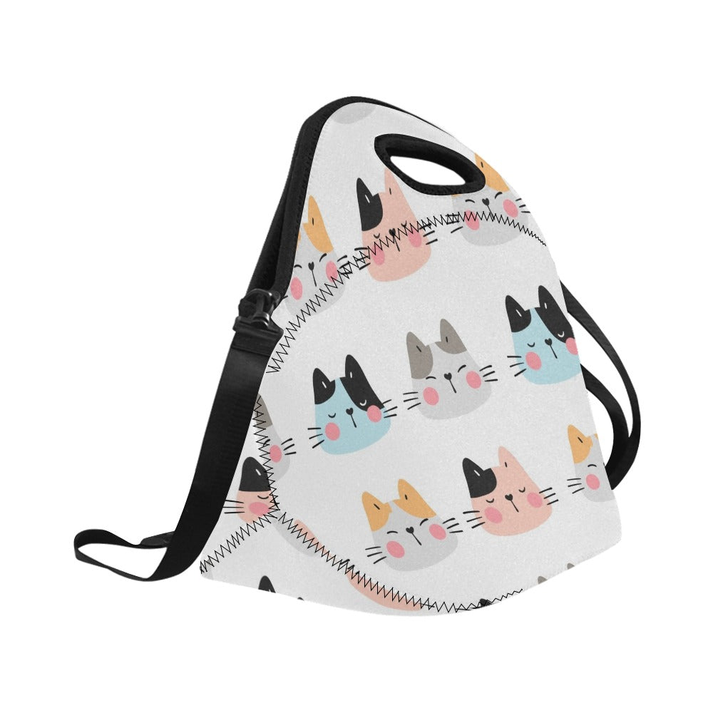 Cat Faces - Neoprene Lunch Bag Neoprene Lunch Bag Printed Offshore