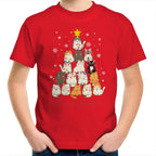 Cats Merry Christmas - Kids Youth T-Shirt Red Kids Christmas T-shirt Christmas Printed In Australia