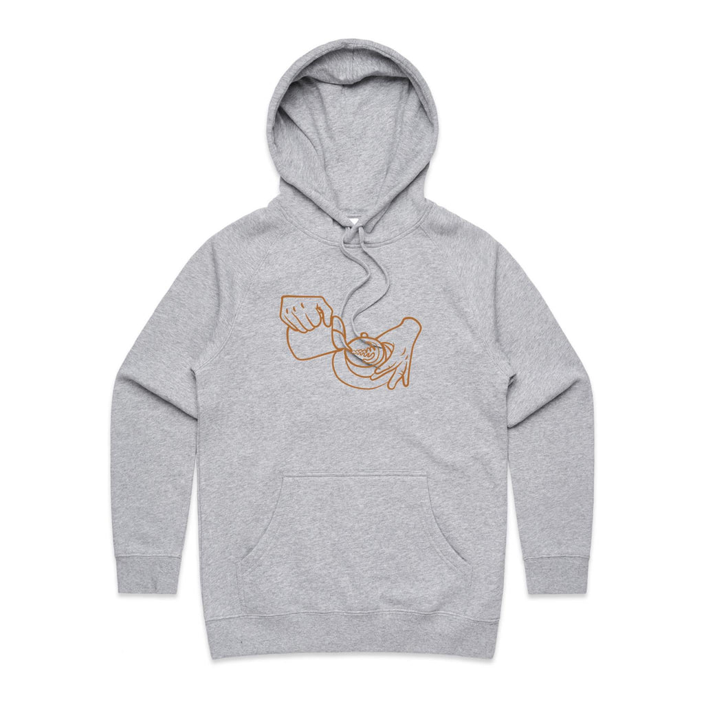 Barista - Womens Hoodie Grey Marle Womens Hoodie Coffee Printed In Australia