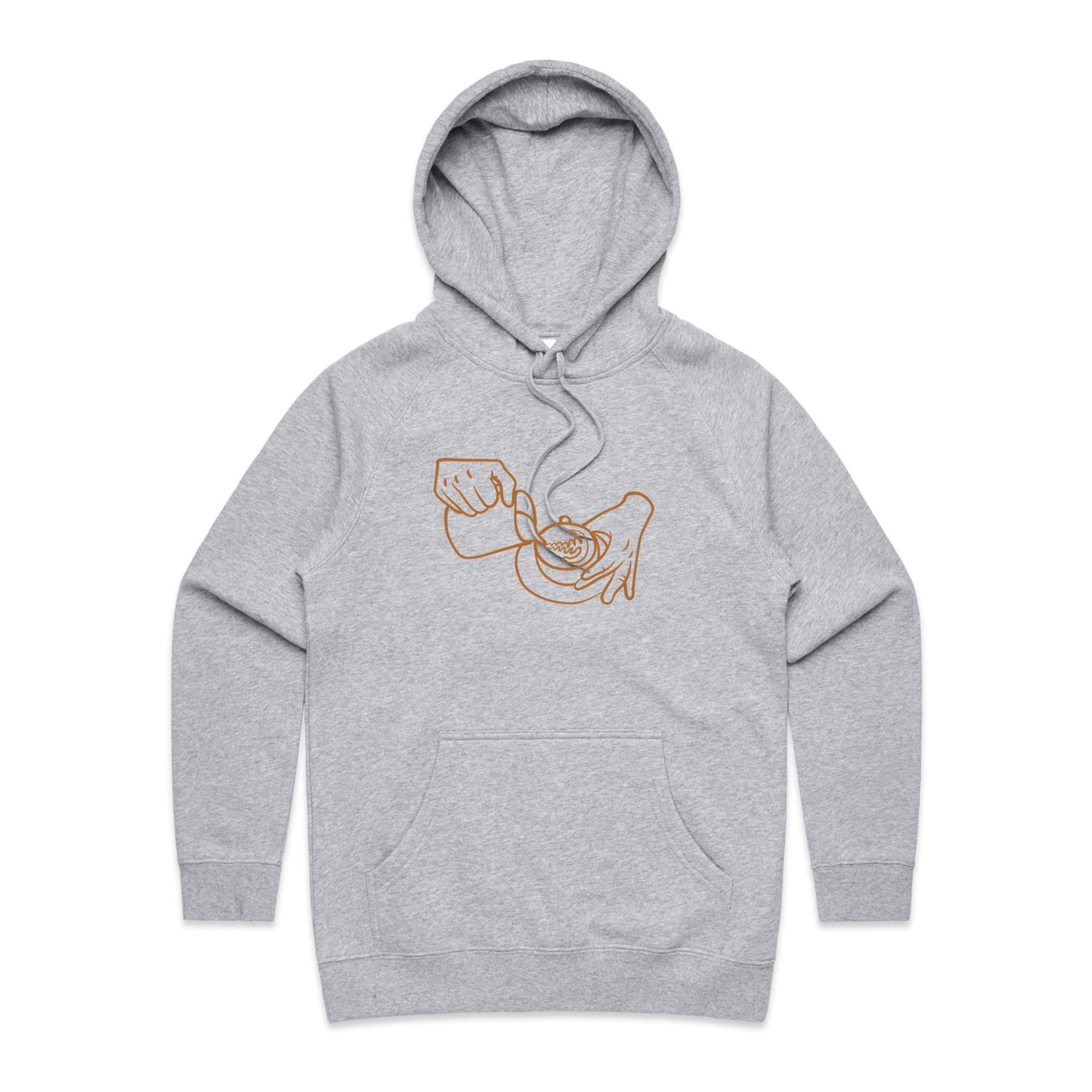 Barista - Womens Hoodie Grey Marle Womens Hoodie Coffee Printed In Australia