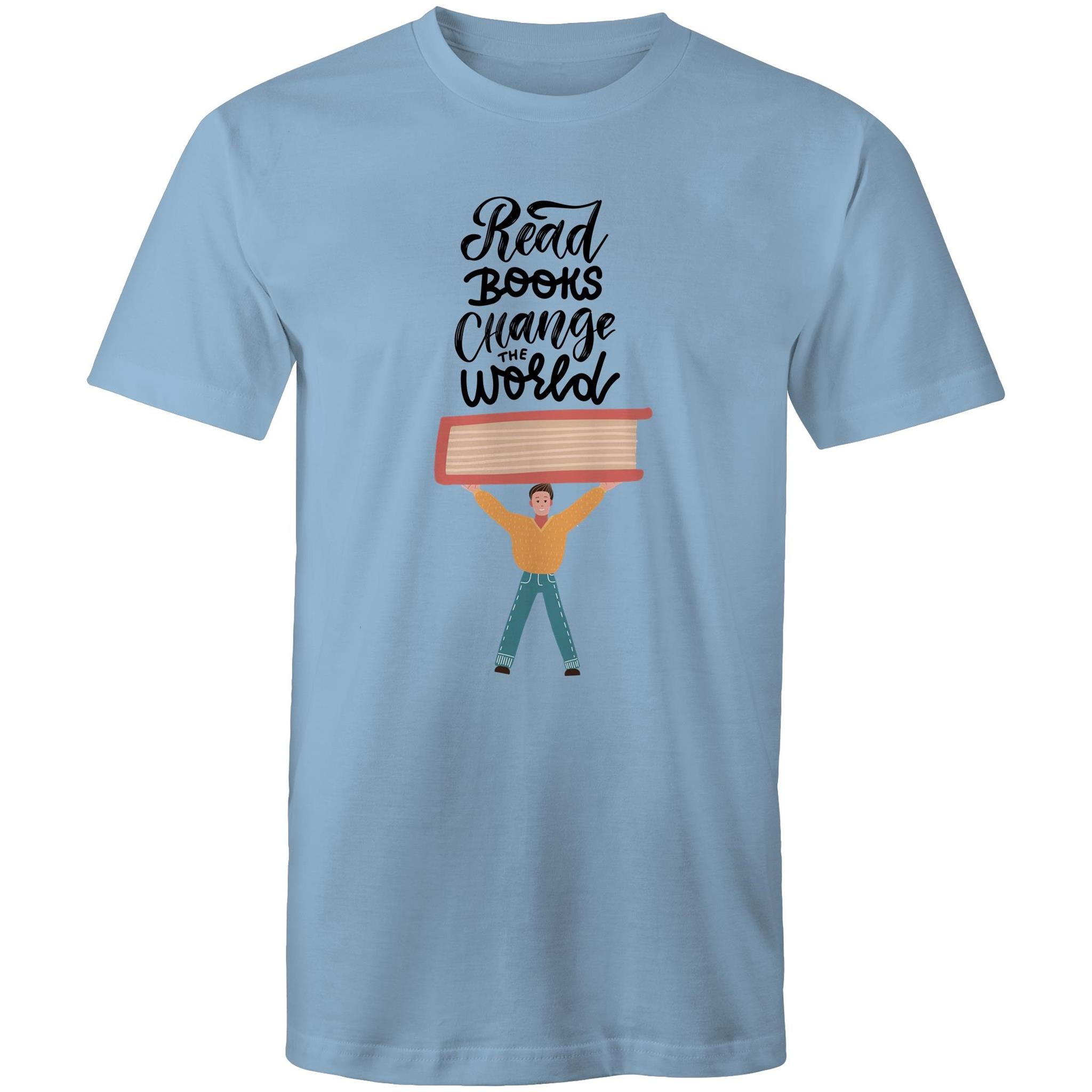 Read Books, Change The World - Mens T-Shirt Carolina Blue Mens T-shirt Printed In Australia Reading