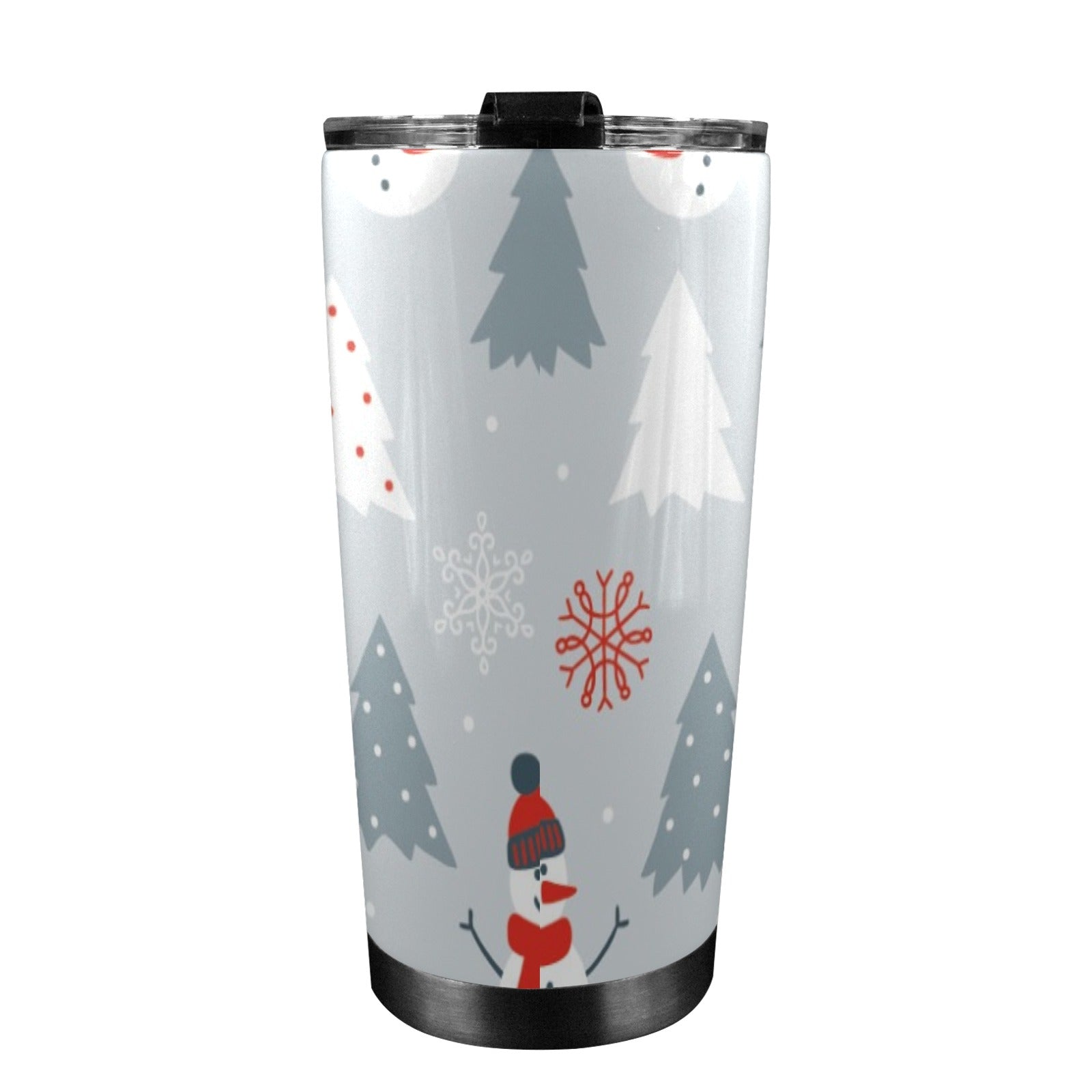 Christmas Snowman - 20oz Mobile Tumbler with Lid (Black Lock) 20oz Travel Mug Christmas Printed Offshore