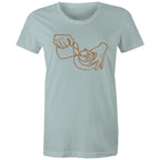 Barista Pouring Coffee - Womens T-shirt Pale Blue Womens T-shirt Coffee Printed In Australia