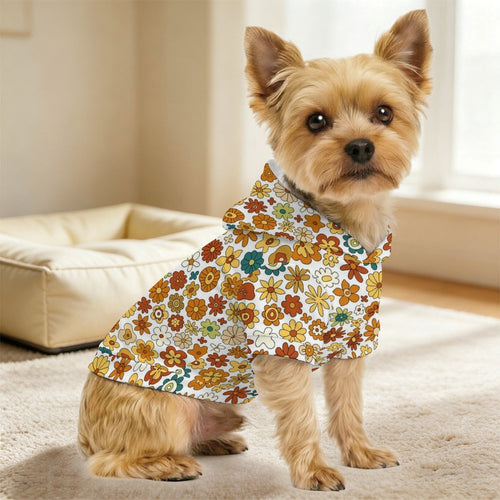 70's Style Floral Pet Hoodie (Small Size)