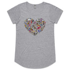 Heart Music - Womens Scoop Neck T-Shirt Grey Marle Womens Scoop Neck T-shirt Love Music Printed In Australia