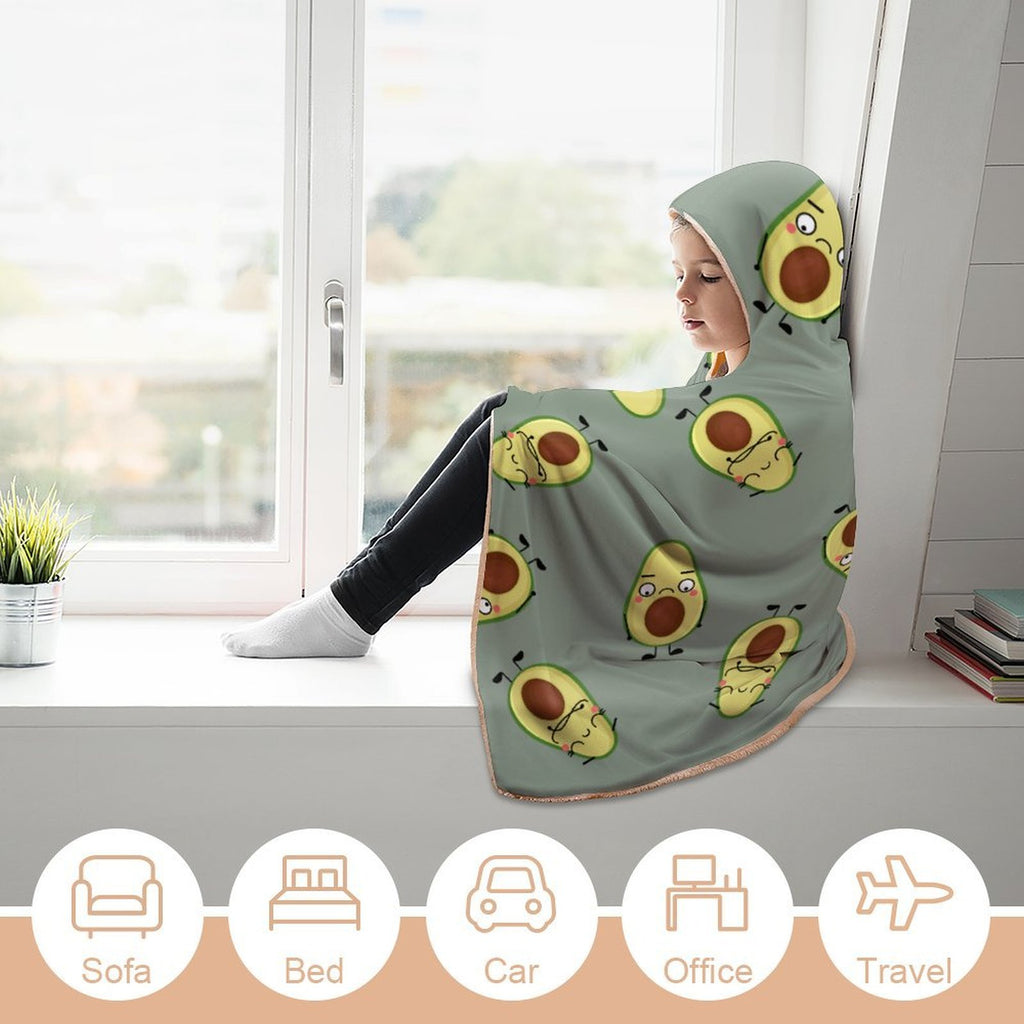Avocado Characters Kids Hooded Blanket 100cm x 130cm Kids Hooded Blanket Food Printed Offshore