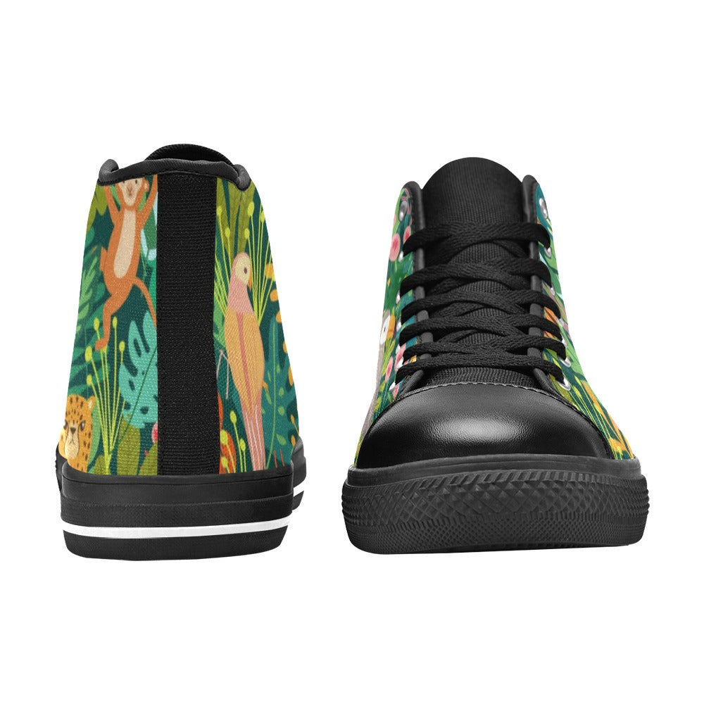 Tropical Jungle Animals - Kids High Top Canvas Shoes