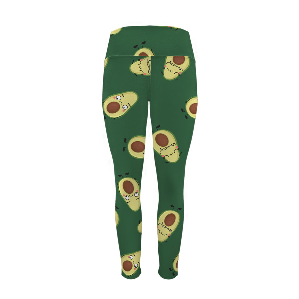 Avocado Characters - Women's High Waist Pockets Yoga Leggings