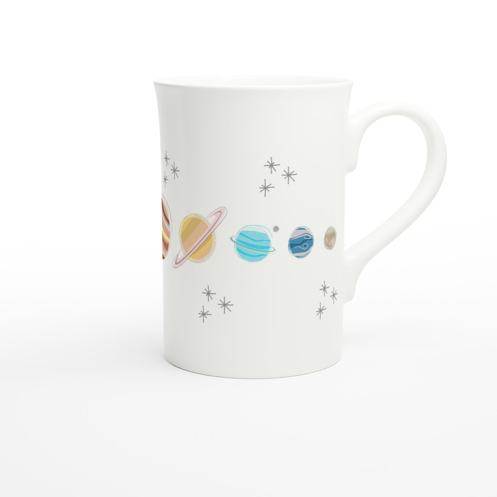 Solar System Planets - White 10oz Porcelain Slim Mug Porcelain Mug Globally Fulfilled Space