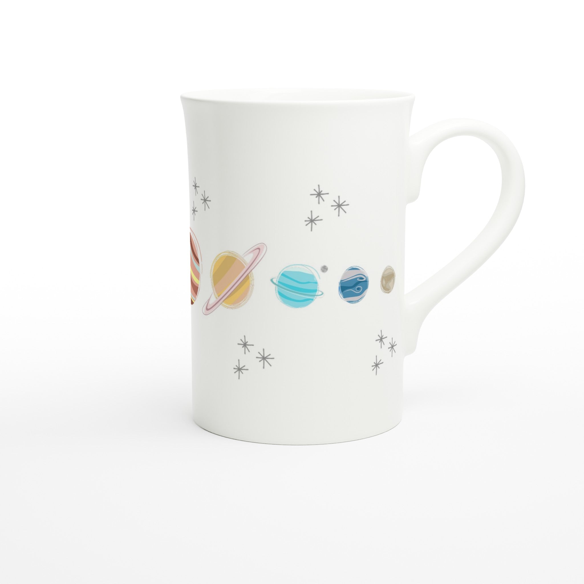 Solar System Planets - White 10oz Porcelain Slim Mug Porcelain Mug Globally Fulfilled Space