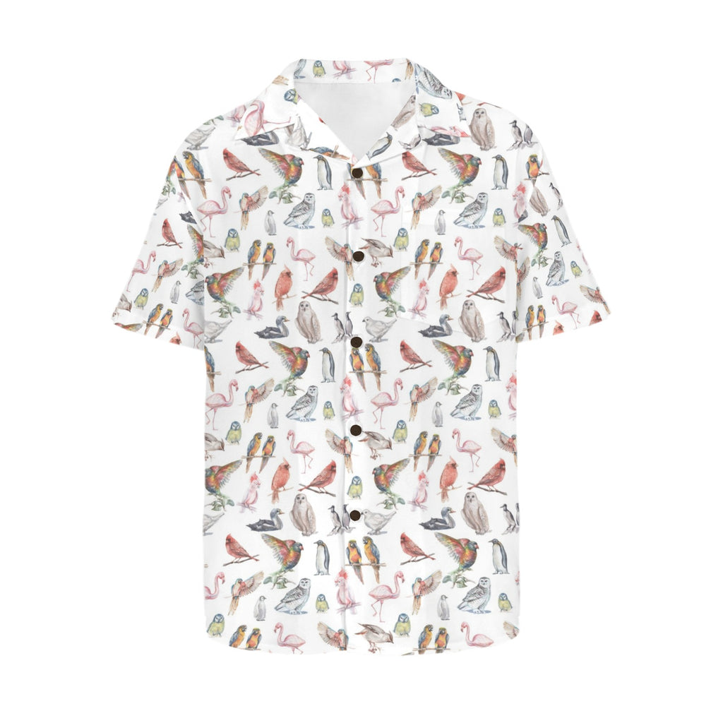 Birds Of A Feather Men's Short Sleeve Hawaiian Shirt Men's Hawaiian Shirt (New) animal Birds Printed Offshore