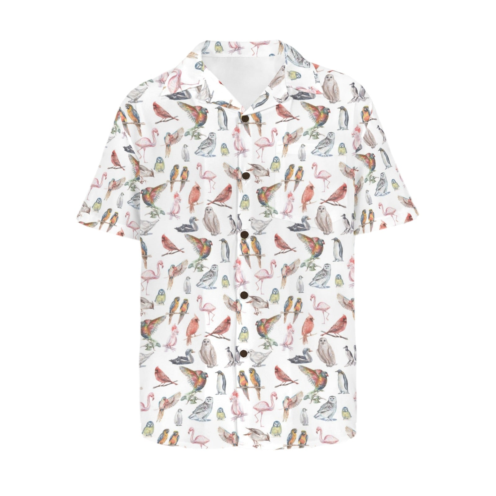 Birds Of A Feather Men's Short Sleeve Hawaiian Shirt Men's Hawaiian Shirt (New) animal Birds Printed Offshore