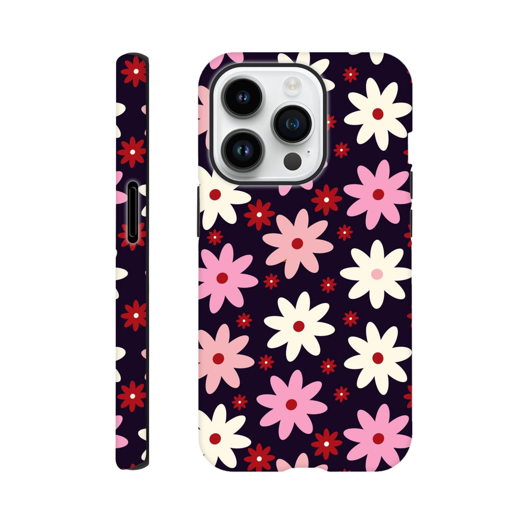 Pink Daisies On Black - Apple iPhone Tough case iPhone 14 Pro iPhone Tough Case Globally Fulfilled Plants