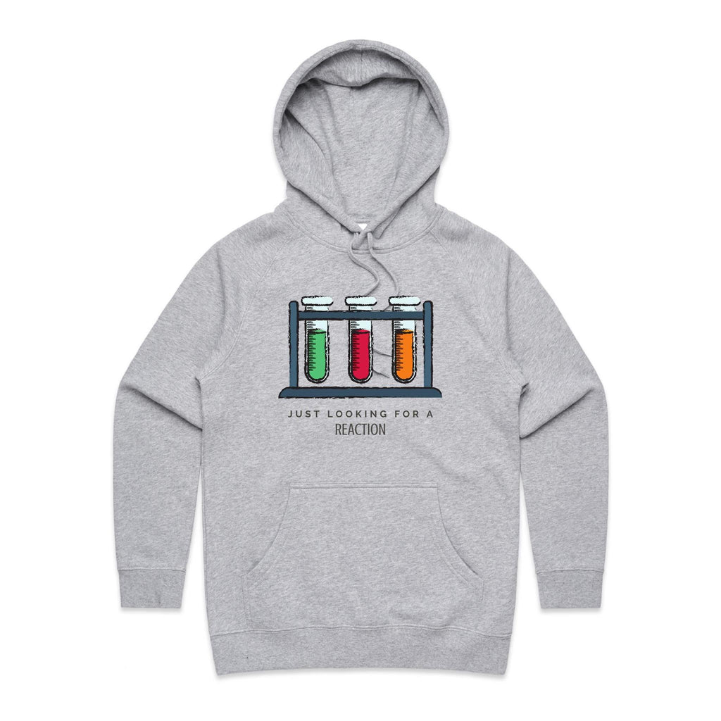 Test Tubes, Just Looking For A Reaction Women's AS Colour Hoodie Grey Marle Womens Hoodie Printed In Australia Science