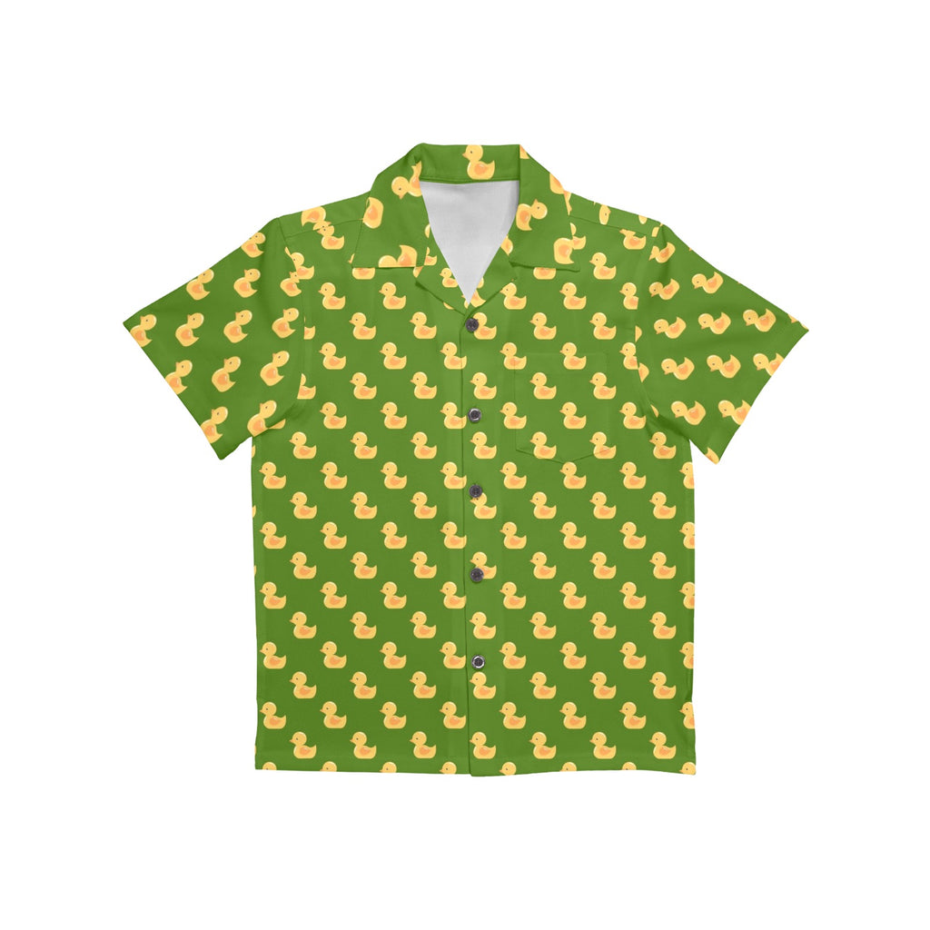 Rubber Ducks On Green Junior Kids Hawaiian Shirt