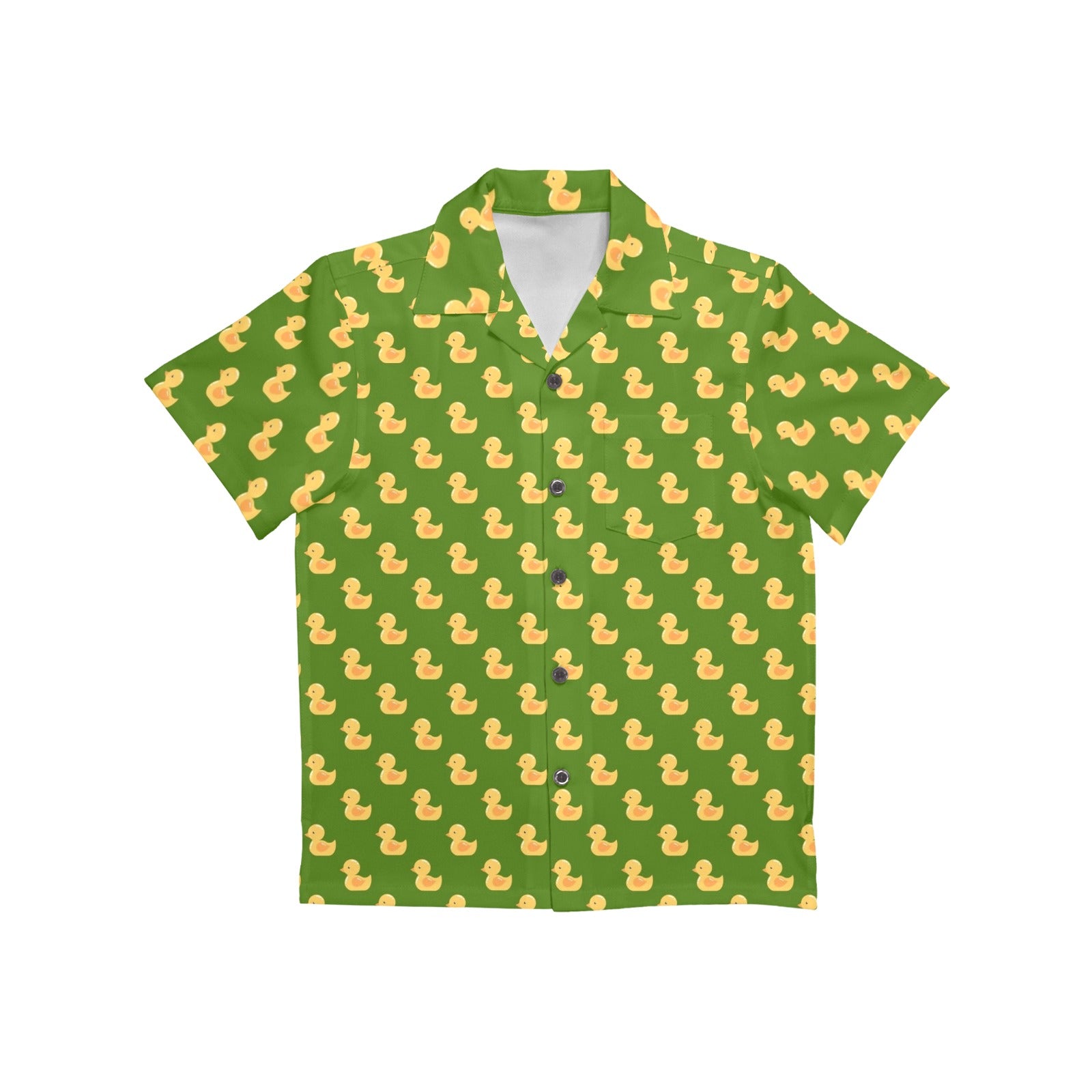 Rubber Ducks On Green Junior Kids Hawaiian Shirt