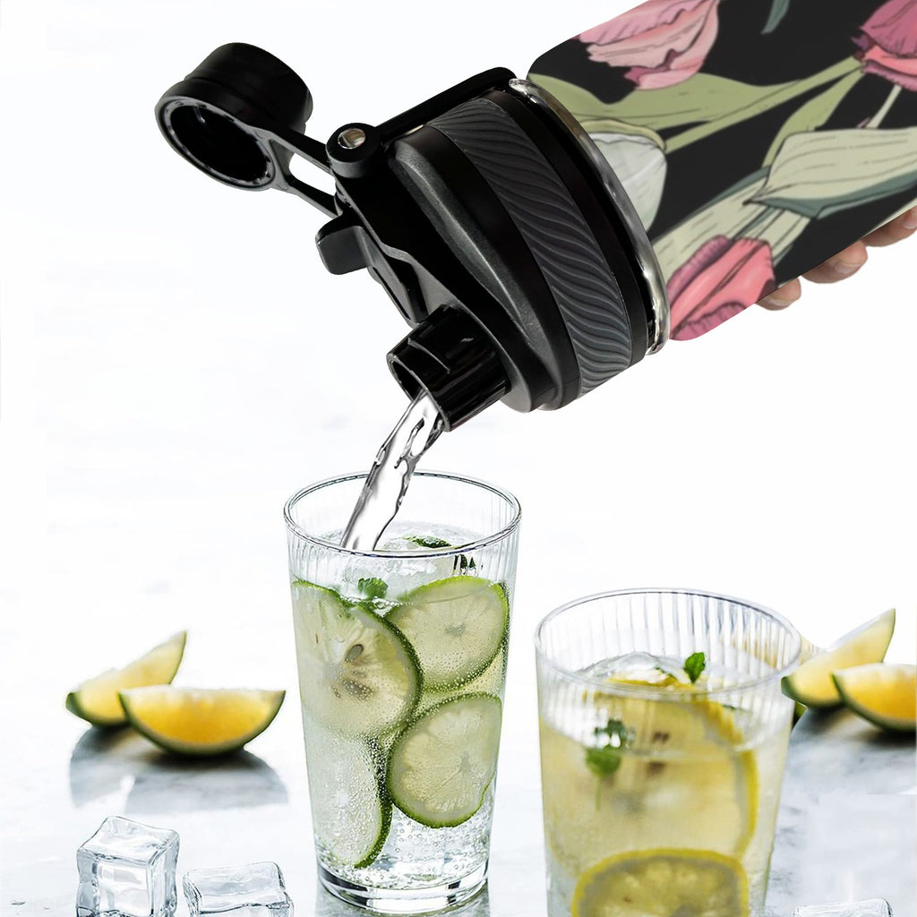 Tulips - Insulated Water Bottle with Dual-Use Lid (18oz) Insulated Water Bottle with Dual-Use Lid (18oz) Plants Printed Offshore