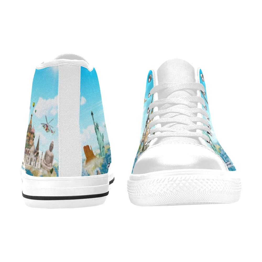 World Monuments - Kids High Top Canvas Shoes