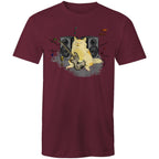 Cat Bass Player - Mens T-Shirt Burgundy Mens T-shirt animal Music Printed In Australia