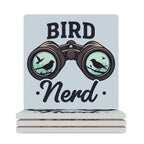 Bird Nerd - Ceramic Coasters (Square) white Ceramic Coasters animal Printed Offshore