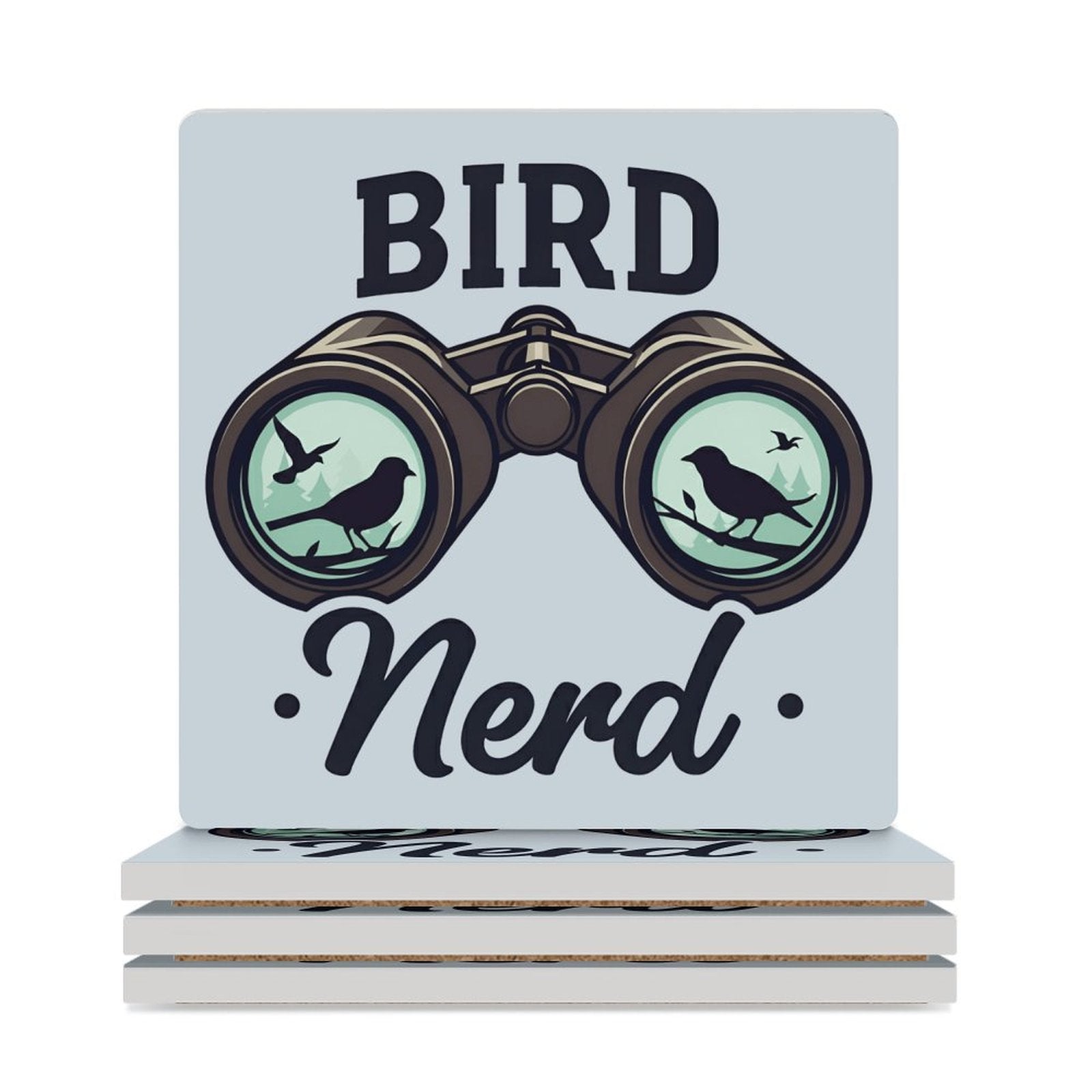 Bird Nerd - Ceramic Coasters (Square) white Ceramic Coasters animal Printed Offshore
