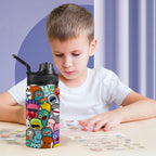 Happy Monsters - Kids Water Bottle with Chug Lid (12 oz)