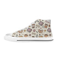 Books And Coffee Women's High Top Canvas Shoes US12 Womens Classic High Top Shoes Coffee Printed Offshore Reading