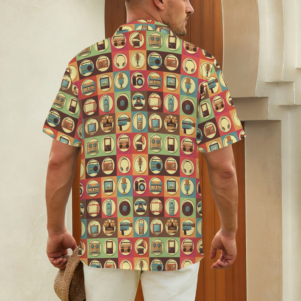 Retro Life Men's Short Sleeve Hawaiian Shirt Men's Hawaiian Shirt (New) Printed Offshore Retro