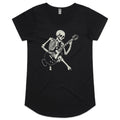 Skeleton Playing Guitar Women's AS Colour Scoop Neck T-Shirt Black Womens Scoop Neck T-shirt Music Printed In Australia