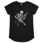 Skeleton Playing Guitar Women's AS Colour Scoop Neck T-Shirt Black Womens Scoop Neck T-shirt Music Printed In Australia