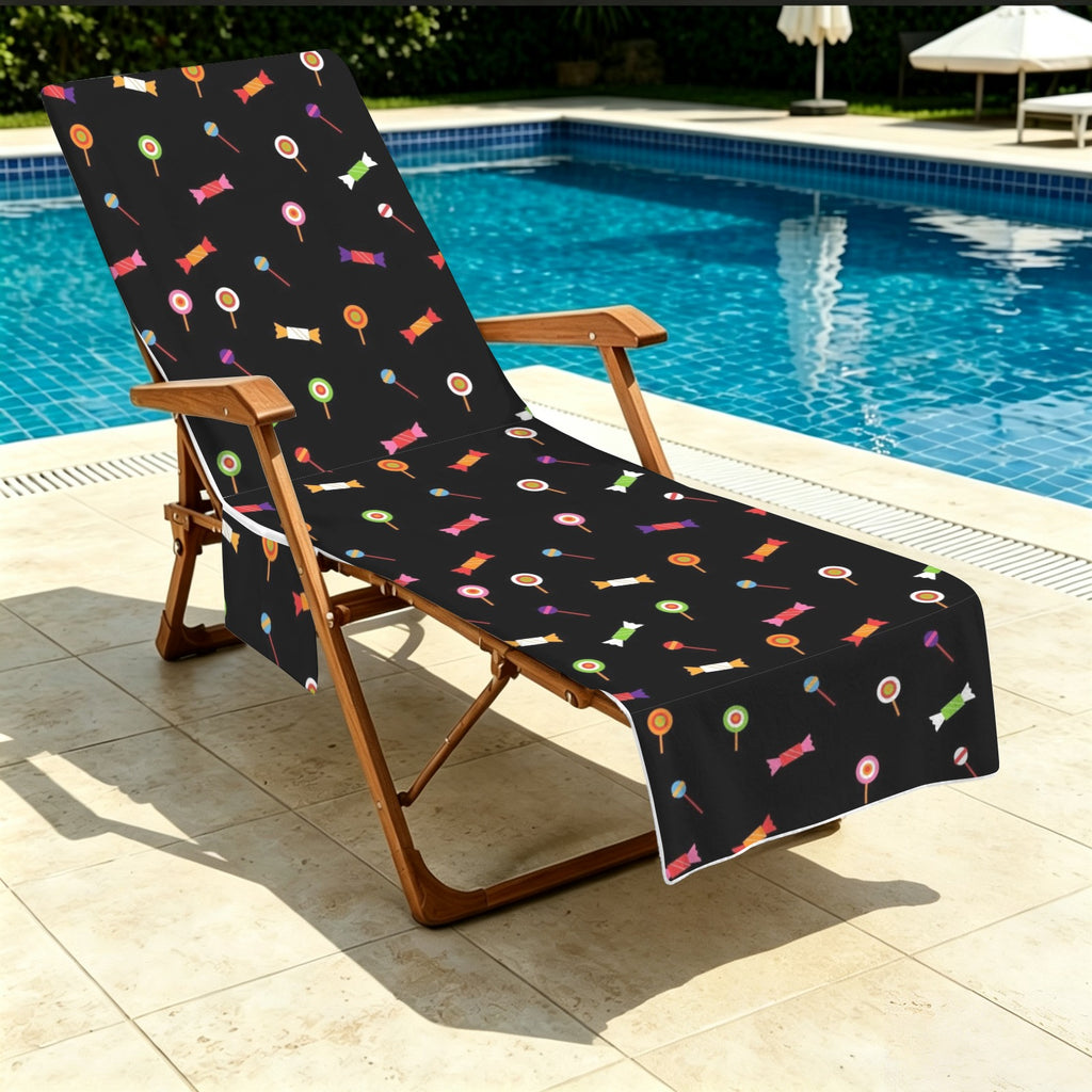 Candy Beach Chair Towel Cover with Side Pockets