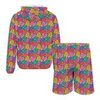 Bright And Bold Flowers Men's Lightweight Sun Hoodie & Shorts Set Men's Lightweight Sun Hoodie & Shorts Plants Printed Offshore