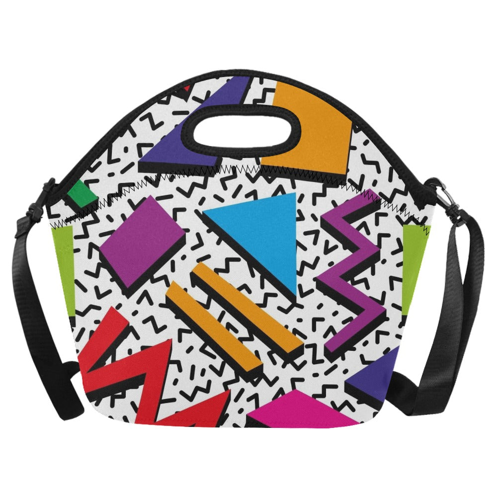 Graphic 80's Neoprene Lunch Bag/Large (Model 1669) One Size Neoprene Lunch Bag Printed Offshore Retro
