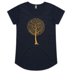 Music Tree - Womens Scoop Neck T-Shirt Navy Womens Scoop Neck T-shirt Music Printed In Australia