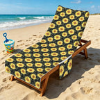 Painted Sunflower Beach Chair Towel Cover with Side Pockets