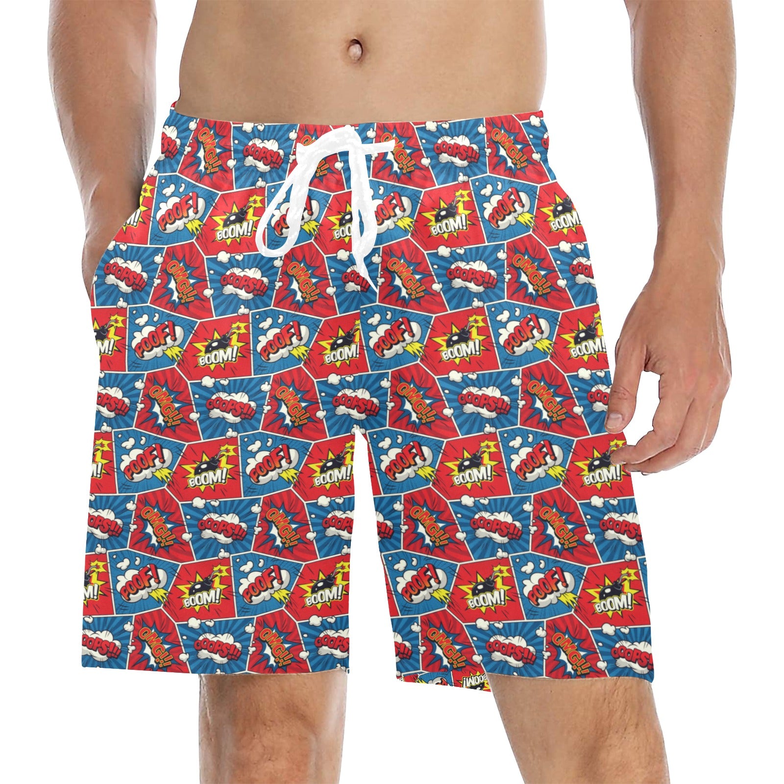 Comic Book Cells - Men's Mid-Length Beach Shorts 5XL Men's Mid-Length Beach Shorts comic Printed Offshore