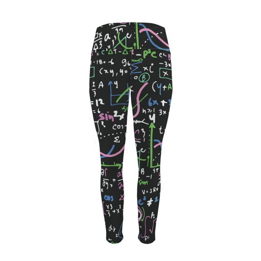 Equations In Green And Pink - Women's High Waist Pockets Yoga Leggings