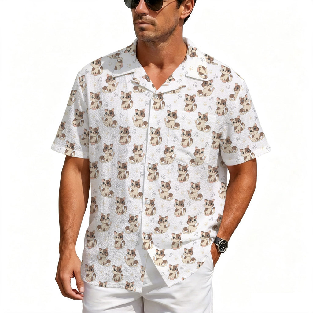 Cheeky Cats Men's Crinkle Hawaiian Shirt