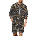 Retro Music Mix Men's Lightweight Sun Hoodie & Shorts Set 4XL Men's Lightweight Sun Hoodie & Shorts Music Printed Offshore Retro
