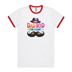 Dad Bod On Point - Staple Ringer Tee White Red Ringer T-Shirt Dad Printed In Australia