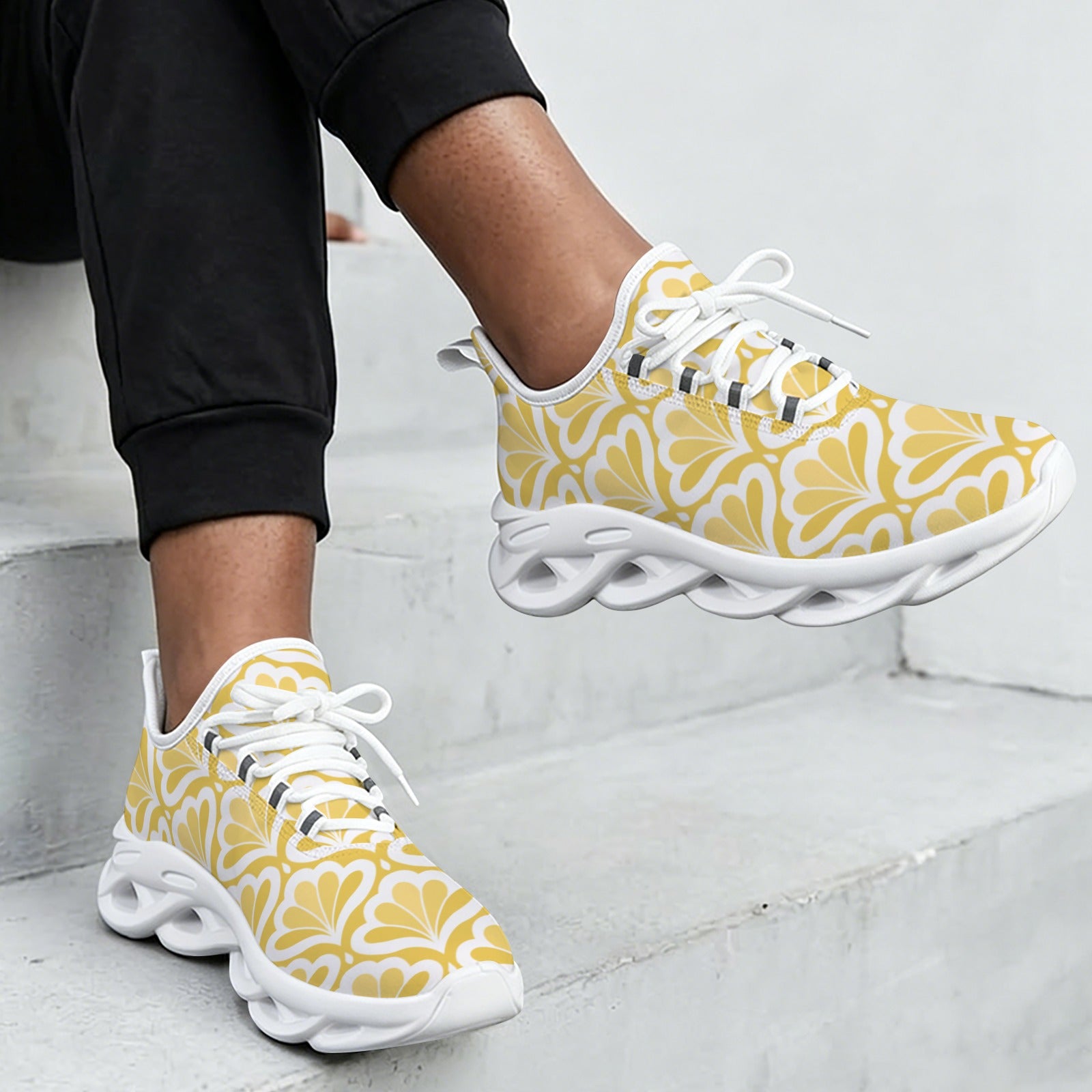 Yellow Pattern Women's Twisted Sole Sneakers