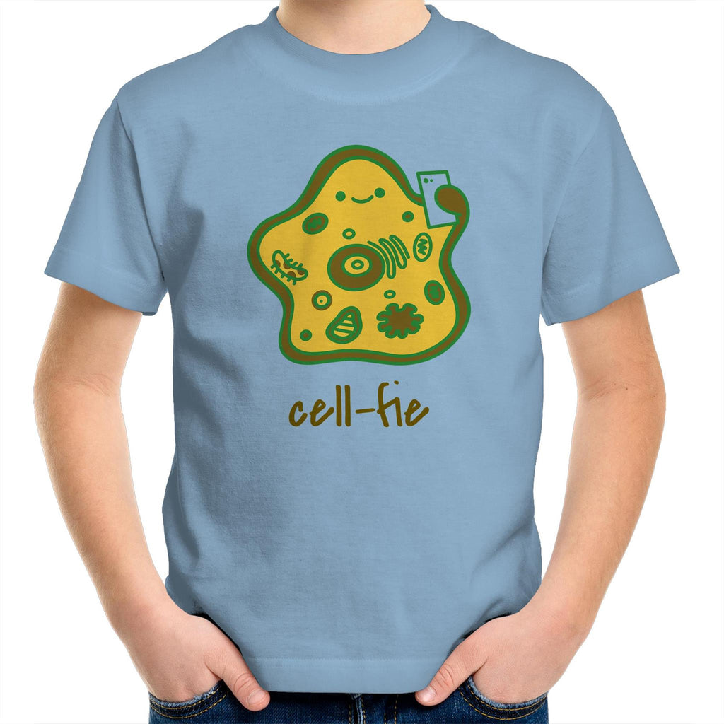 Cell-fie, Cell Selfie - Kids Youth T-Shirt Carolina Blue Kids Youth T-shirt Printed In Australia Science
