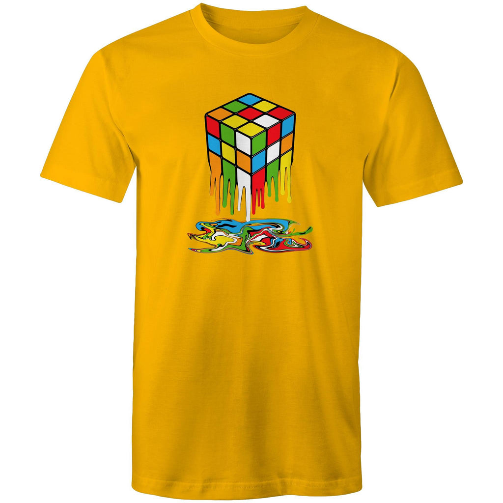 Melting Game Cube - Mens T-Shirt Gold Mens T-shirt Games