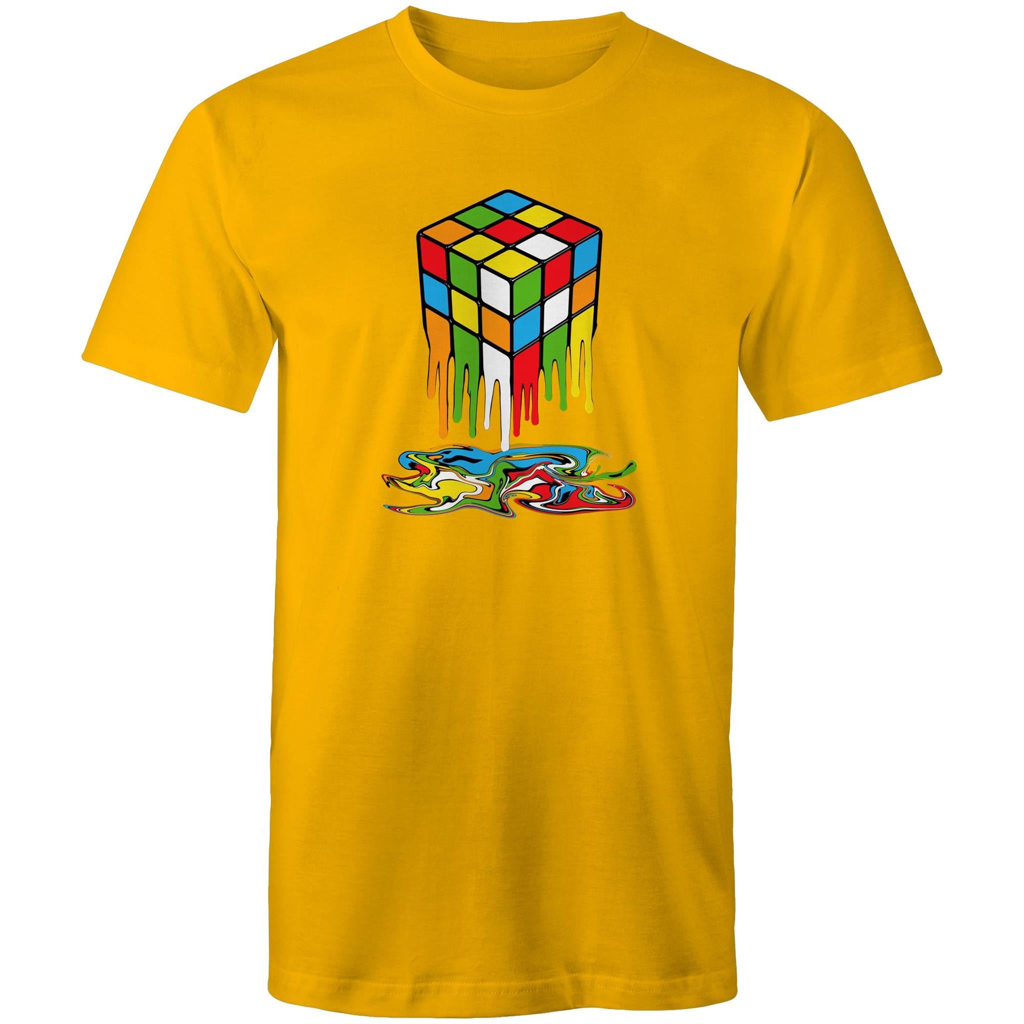 Melting Game Cube - Mens T-Shirt Gold Mens T-shirt Games