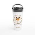 Personalised My Morning Boo, Ghost Coffee White 15oz Stainless Steel Travel Mug Default Title Personalised Travel Mug Coffee Customise Globally Fulfilled Personalise Sci Fi