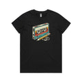 Cassette Tape And Pencil Women's AS Colour T-shirt Black Womens T-shirt Music Printed In Australia Retro