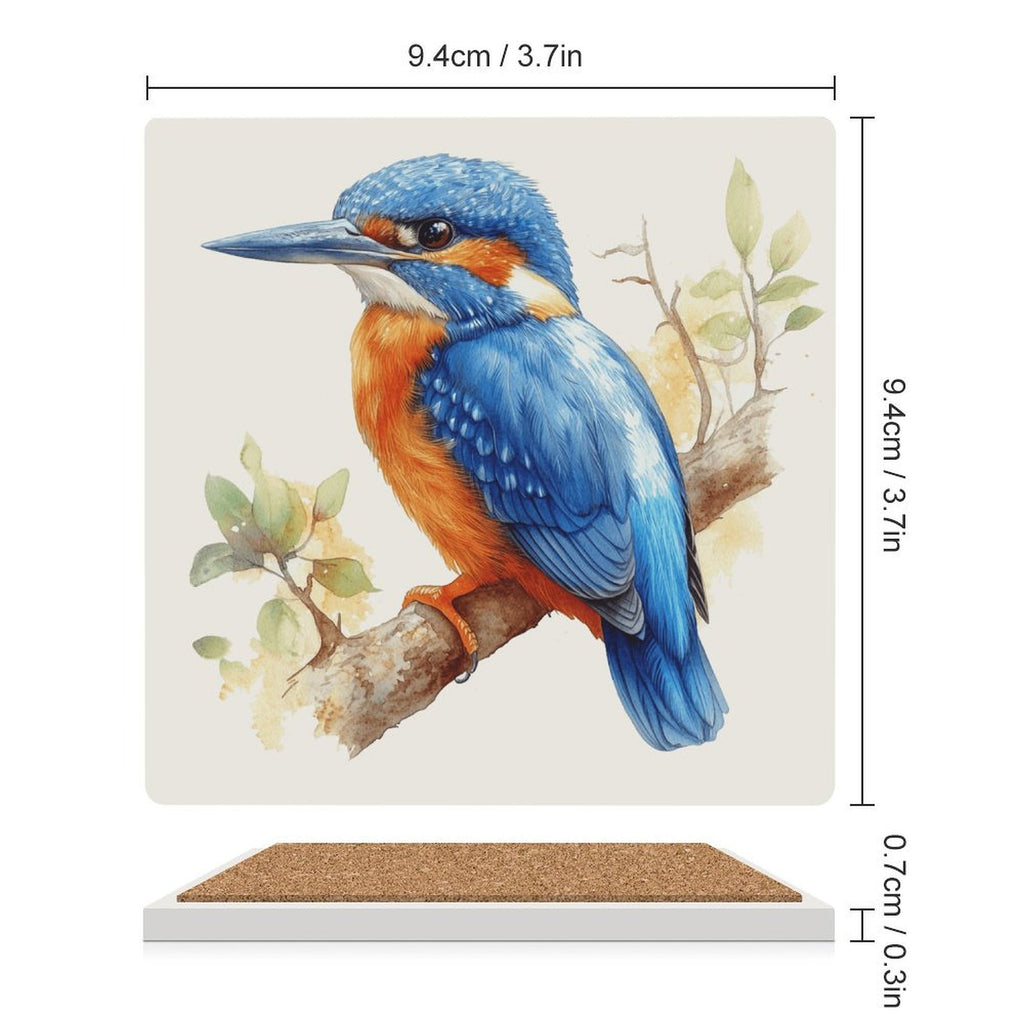 Kingfisher - Ceramic Coasters (Square) Ceramic Coasters animal Printed Offshore