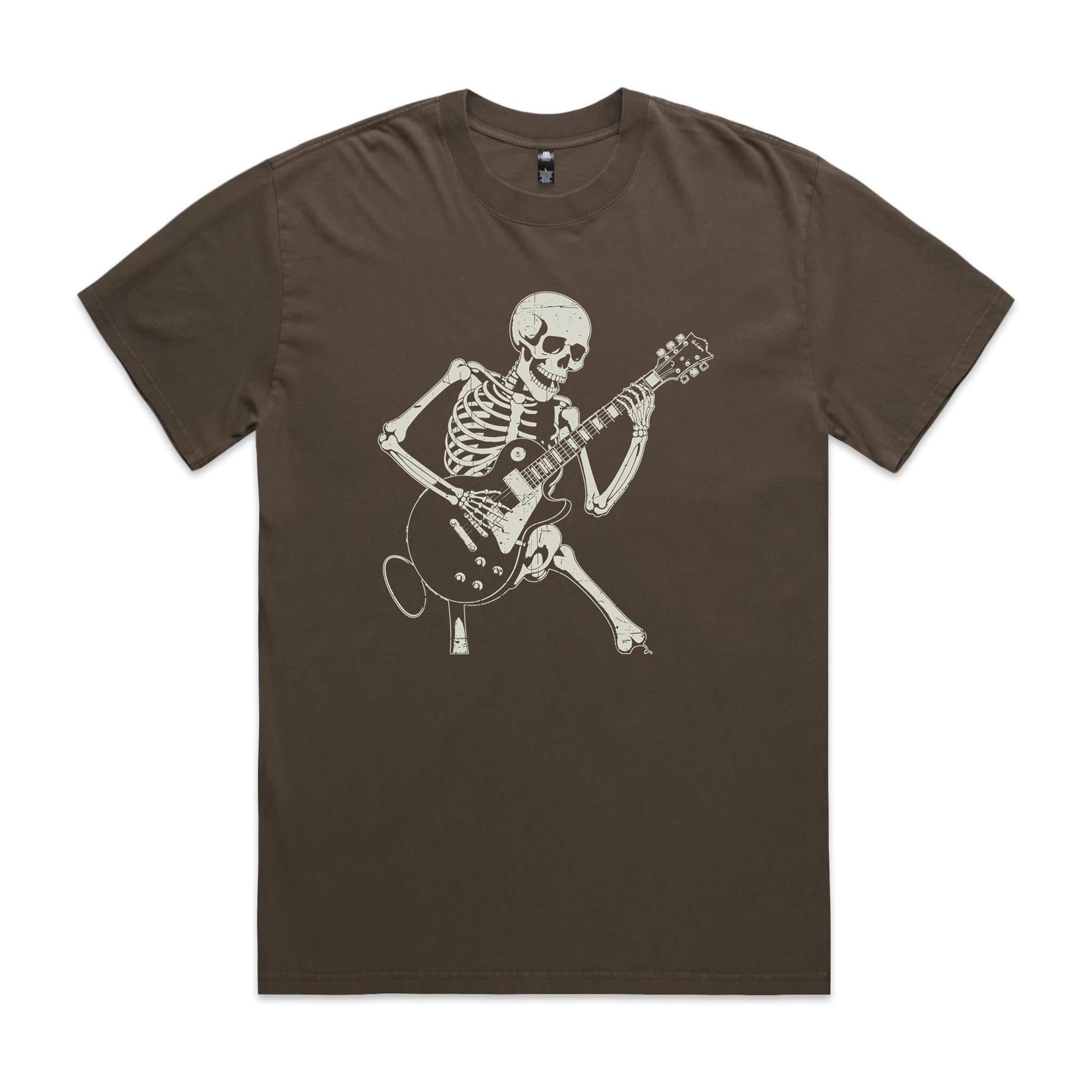 Skeleton Playing Guitar - AS Colour Heavy Faded Tee